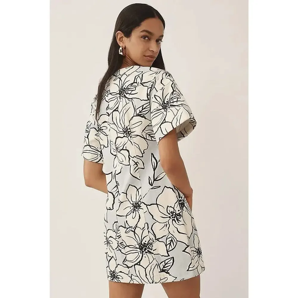 Dhruv Kapoor Short-Sleeve Denim Mini Dress - S